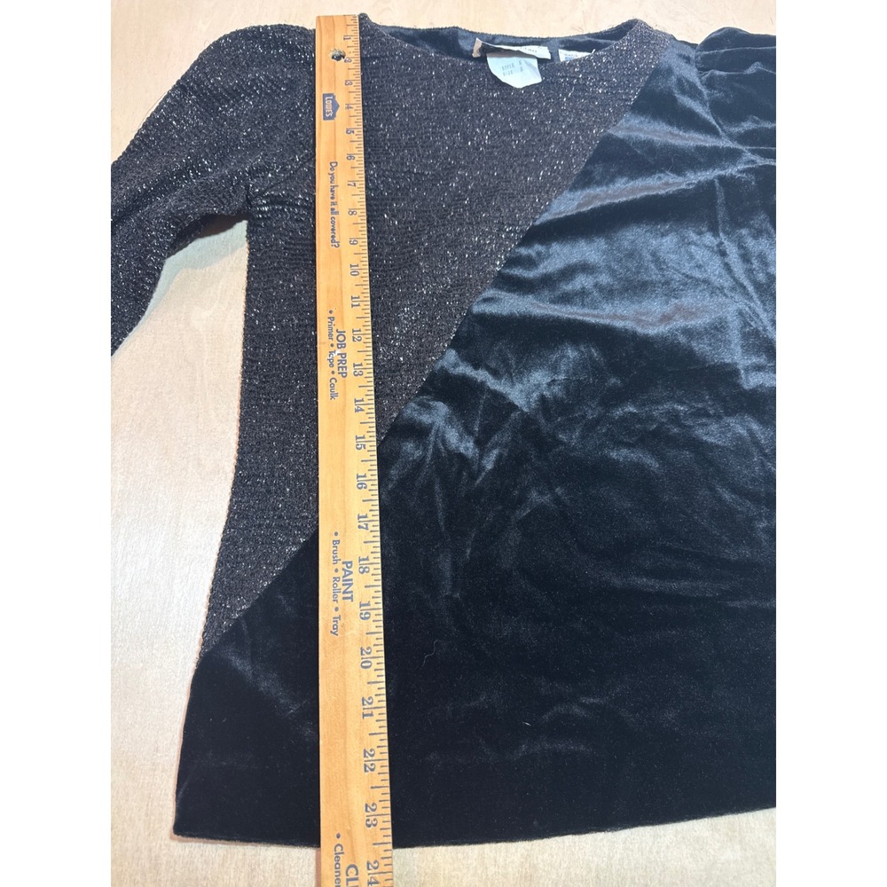 Vintage LR Sport Black Velvet Metallic Asymmetrical Top Made in USA Size 8 - Picture 6 of 7